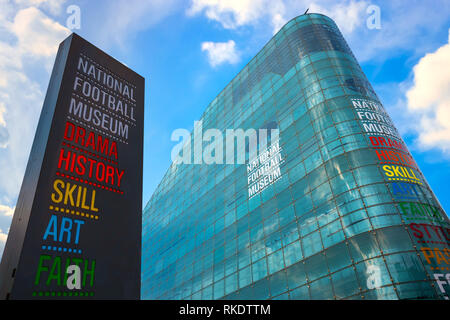 Manchester, UK - May 18 2018: The National Football Museum is The world's biggest and best football museum, originally based in Deepdale, Preston, Lan Stock Photo