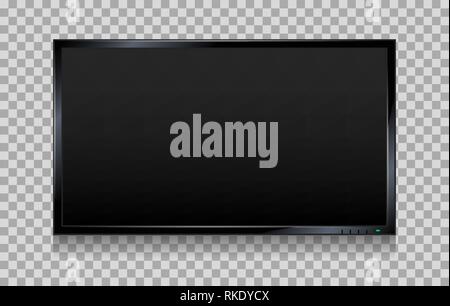 Lcd tv screen. Flat tv screen or television display vector illustration, wall plasma or led monitor panel Stock Vector