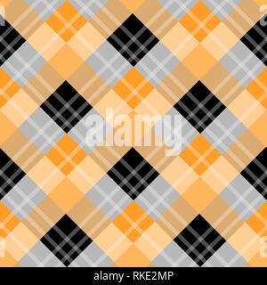 Orange plaid tartan fabric vector pattern, fabric texture, patterned clothing Stock Vector
