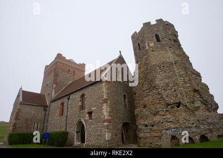 Church of St Mary-in-Castro, Dover Castle, Dover, Kent, England Stock Photo