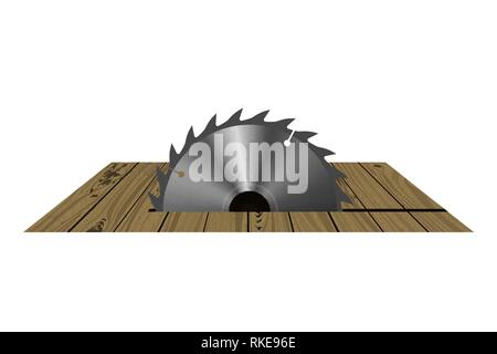 Circular saw. Vector illustration. The equipment cuts wooden boards Stock Vector