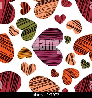 Multicolor hearts. Seamless pattern background. Vector illustration. Wallpaper for Valentines Day Stock Vector