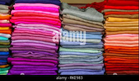 silk shawls very beautiful and multicolor Stock Photo