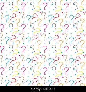 Seamless pattern with question marks in sketch style. Simply endless texture from notes of interrogation. Query symbols easy background. EPS10 vector  Stock Vector