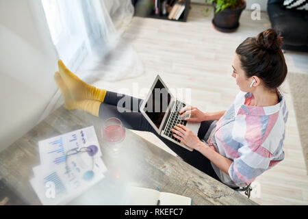 Woman Working Top View Stock Photo
