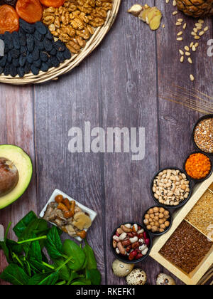 Healthy product sources of zinc. Food rich in Zn Stock Photo