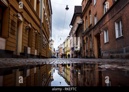 Krakow, Poland - January 2, 2019: Kazimierz the Former Jewish District in Krakow Poland, the main cultural center of the Polish Jewry for centuries Stock Photo