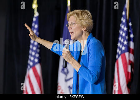 Cedar Rapids, Iowa, USA. 10th Feb, 2019. Having formally announced her run for the presidency, Massachusetts Senator Elizabeth Warren held a campaign rally in Cedar Rapids, Iowa on Sunday. Credit: Keith Turrill/Alamy Live News Stock Photo