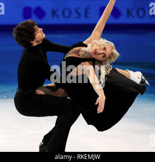 Anaheim, USA. 10th Feb, 2019. Piper Gilles (R)/Paul Poirier of Canada perform at the gala exhibition of the ISU Four Continents Figure Skating Championship in Anaheim, the United States, Feb. 10, 2019. Credit: Li Ying/Xinhua/Alamy Live News Stock Photo