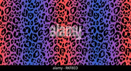 Spotted animal skin trendy pattern. Violet and orange leopard background. Abstract seamless pattern. Stock Vector