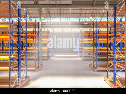 3d rendering image of modern empty warehouse Stock Photo