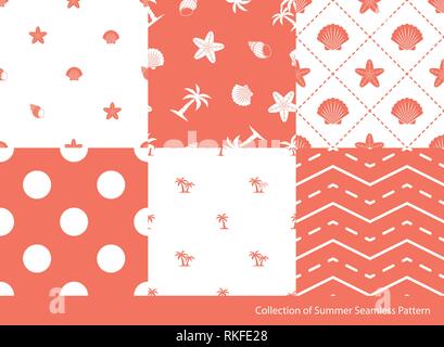 Seamless pattern set. Summer collection Stock Vector