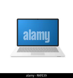 Laptop with empty blue screen. Notebook icon. Vector illustration Stock Vector