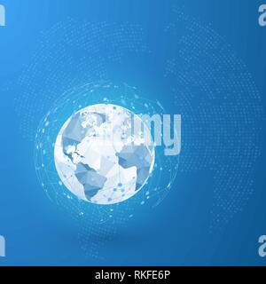 Global network. Point connecting network. World map point and lines and triangles. Vector Illustration Stock Vector