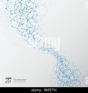 Abstract blue hexagons with nodes technology connection structure elements on white background. Vector illustration Stock Vector