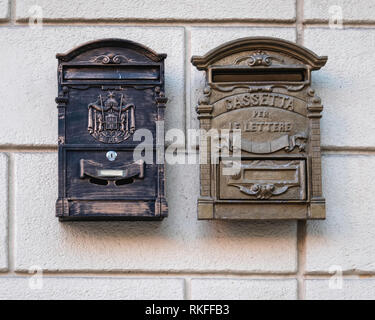 Berlin,Wilmersdorf, Post boxes outside Hotel Albergo located in former Russian Orthodox cathedral building in Hohenzollerndamm Stock Photo