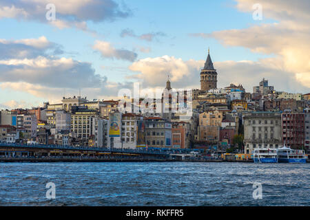 Istanbul city skyline with Galata Tower in Istanbul, Turkey. Stock Photo