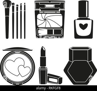 Black and white daily care cosmetic silhouette set Stock Vector