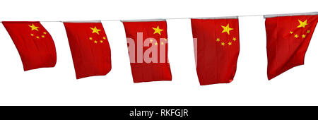 Chinese flags garland isolated on white background Stock Photo