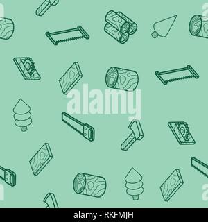 lumberjack flat outline isometric pattern. Vector illustration, EPS 10 Stock Vector
