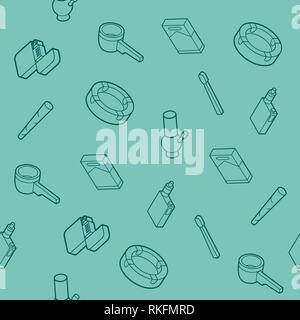 Smoking flat outline isometric pattern. Vector illustration, EPS 10 Stock Vector