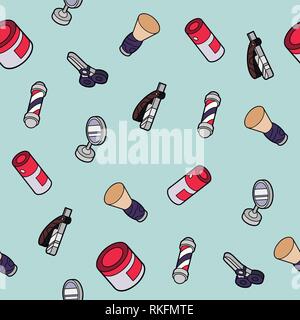 Barber shop flat outline isometric pattern. Vector illustration, EPS 10 Stock Vector