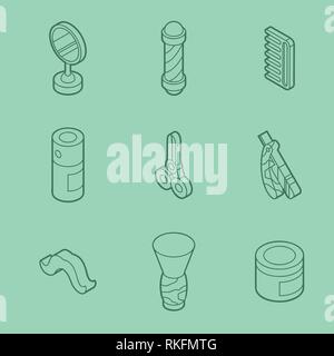 Set of vintage barber shop elements, icons, labels. Vector illustration, EPS 10 Stock Vector