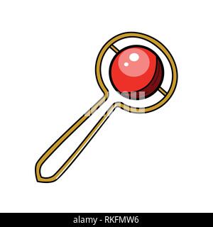 Color Sketch Baby rattle isolated on white background. Vector illustration, EPS 10 Stock Vector