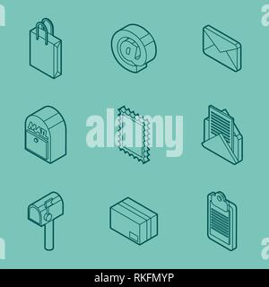 Delivery outline isometric set. Vector illustration, EPS 10 Stock Vector