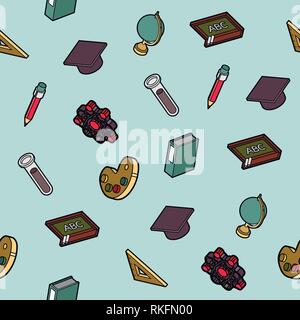 Education flat outline isometric pattern. Vector illustration, EPS 10 Stock Vector