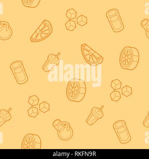 Lemonade outline isometric pattern. Vector illustrations for graphic and web design, for restaurant and bar, menu. Stock Vector
