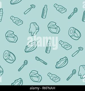 Stomatology outline isometric pattern. Different stages of medical care in stomatology. Stock Vector