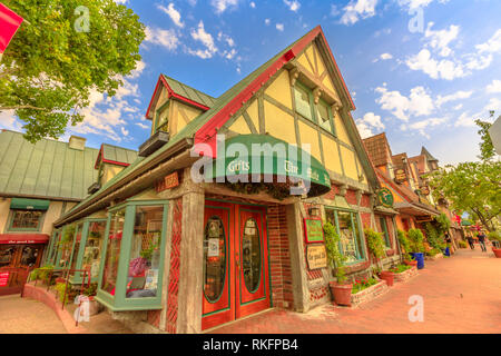 Solvang, California, United States - August 10, 2018: traditional Danish village Solvang famous for its European architecture in California. Historic Stock Photo