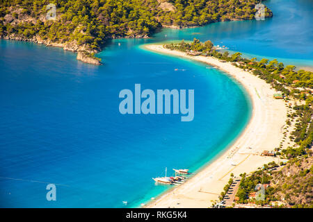 oludeniz lagoon in sea landscape view of beach, Turkey Stock Photo