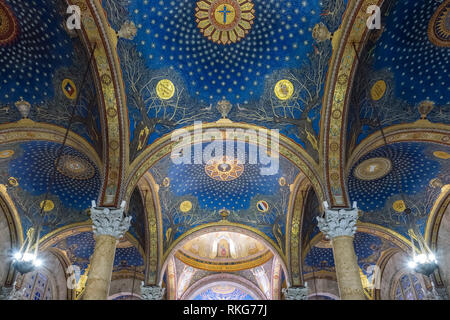 Interior view of the Church of All Nations or the Basilica of the Agony on the Mount of Olives, next to the Gardens of Gethsemane in Jerusalem, Israel Stock Photo