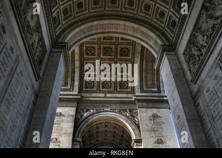 Under the arch of the Arc de Triomphe, Paris France Stock Photo