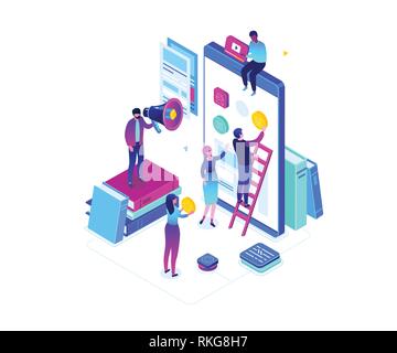 Mobile app development - modern colorful isometric vector illustration Stock Vector