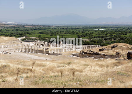 Panoramic view of the archaeological site of Tripolis on the Meander, Yenicekent, Turkey. Stock Photo