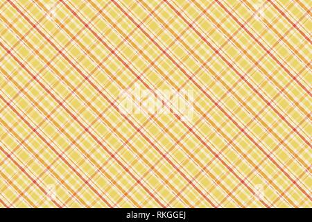 Yellow watercolor gingham plaid. Striped paint brush seamless pattern. Vector background. Stock Vector