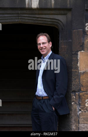 Professor Simon Baron-Cohen photographed in the Great Court at Trinity College, Cambridge for The Independent newspaper. He is an expert in Psychopathology and Autism as well as being a cousin of the actor Ali G. COPYRIGHT PHOTOGRAPH BY BRIAN HARRIS  © 2008 07808-579804 Stock Photo