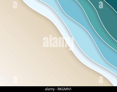 Abstract nature coast sea wavy layers of blue water color background. You can use for ad, summer theme, swim, poster, cover design. vector eps10 Stock Vector