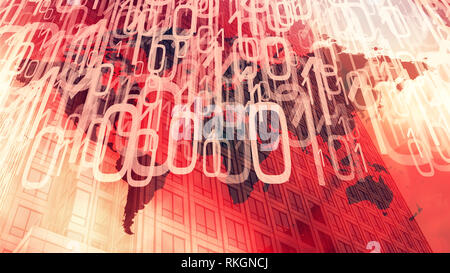 Big data abstract background, cyberspace binary chaos Stock Photo