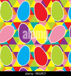 Easter eggs set geometric pattern colorful vector illustration Stock Vector