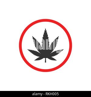 Cannabis, marijuana leaf icon, no drug sign. Vector illustration, flat design. Stock Vector
