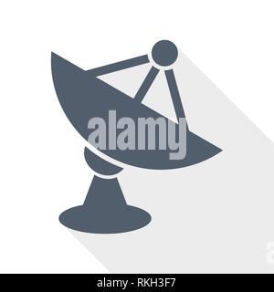 Radar satellite dish, antenna flat design vector icon Stock Vector