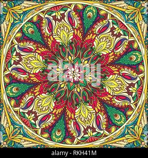 vector seamless pattern mandala: bandana, kerchief Stock Vector