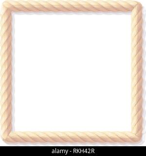 vector rope frame. Vintage realistic twisted cord Stock Vector