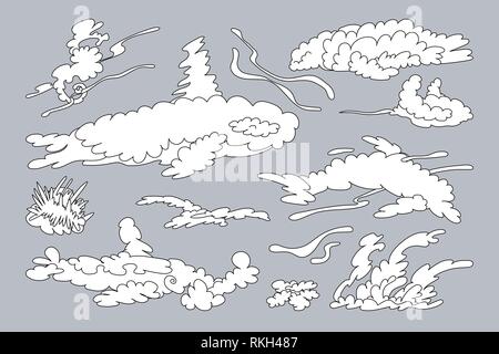 vector animal shaped cloud. Cartoon linear set Stock Vector