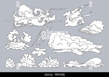 vector animal shaped cloud. Cartoon linear set Stock Vector