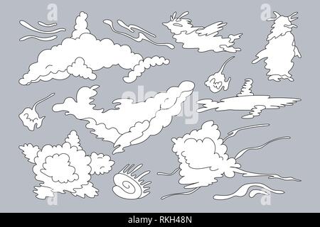 vector animal shaped cloud. Cartoon linear set Stock Vector